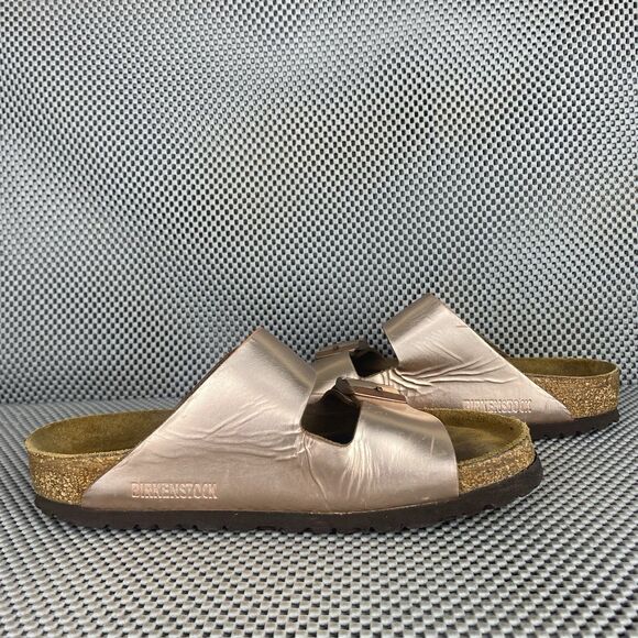 Birkenstock Arizona Sandals 37 L6 M4 Metallic Copper Buckle Made In Germany - Picture 4 of 15